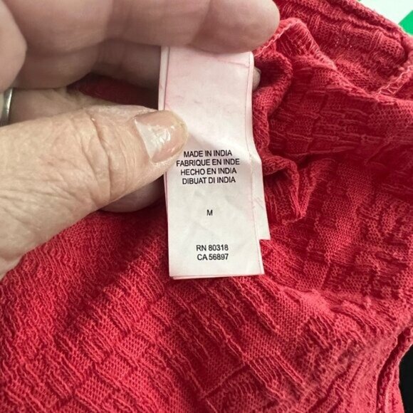 Lucky Brand Red Textured Long Sleeve Top Womens M - Picture 8 of 8